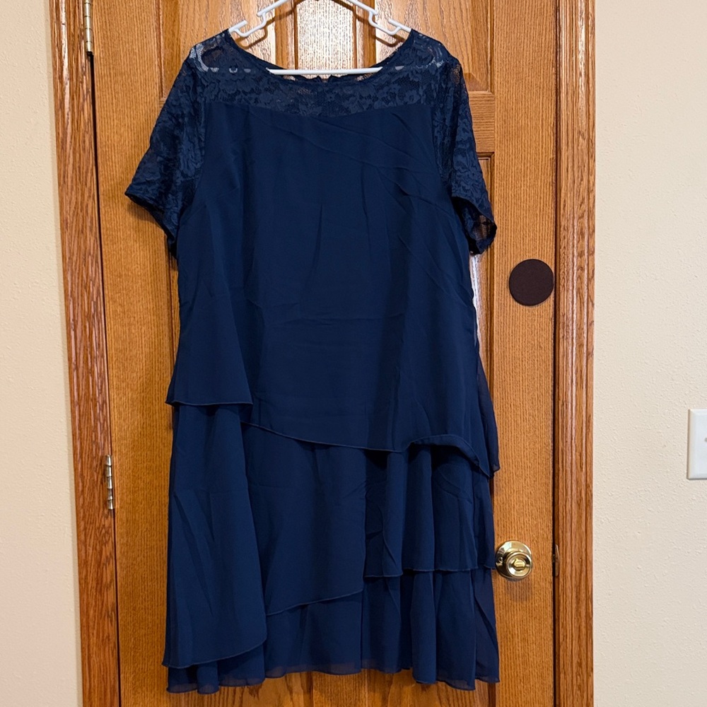 Elegant Navy Blue Layered Dress